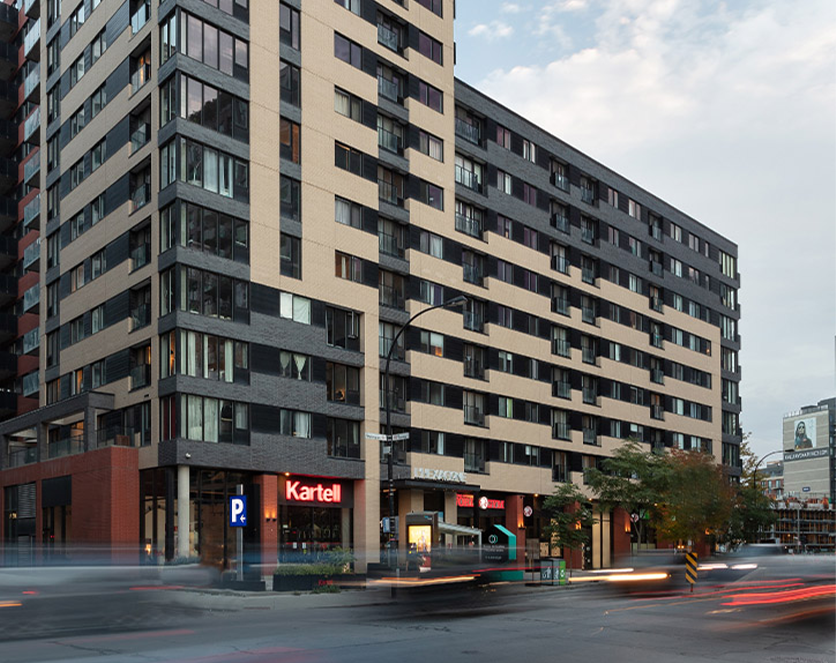 L'immeuble des condos à louer de l'Hexagone Appartements