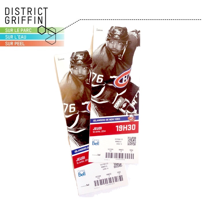 Canadiens fans! Because we are big fans and supporters of our local team, District Griffin would like to offer you the chance to win tickets for a HABS hockey game...
