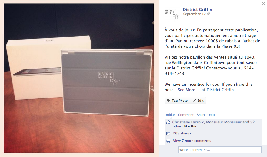 District Griffin is pleased to announce the winner of our Facebook iPad contest.