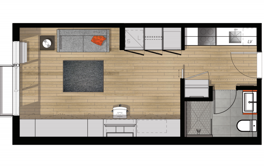 District Griffin’s gem, Condo genius. This week’s spotlight floor plan is one of our practical condos with the Genius Certification. Starting at a compact 360 square feet, this unit offers you absolutely everything!